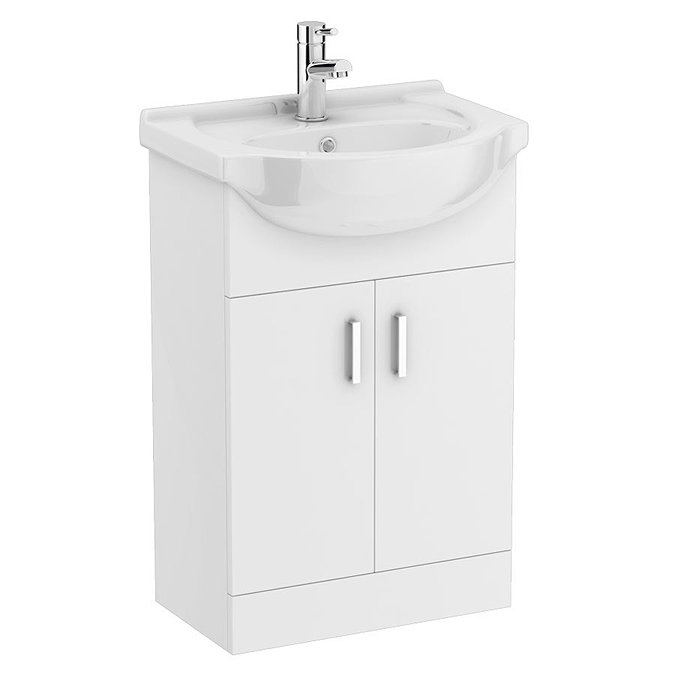 Cove White Gloss Double Basin Vanity + Drawer Combination Unit  Standard Large Image