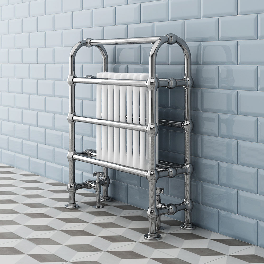 Crosby Traditional Freestanding Towel Rail Column Radiator (850 x 673mm)  In Bathroom Large Image