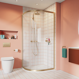 Crosswater 1200 x 800mm Clear 6 Offset Quadrant Single Door Shower Enclosure - Brushed Brass