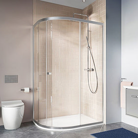 Crosswater 1000 x 800mm Clear 6 Offset Quadrant Single Door Shower Enclosure - CAQSSC10X8 Large Imag