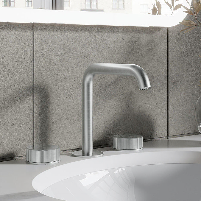Crosswater 3ONE6 Stainless Steel Deck Mounted 3 Hole Set Basin Mixer - TS135DNS Profile Large Image