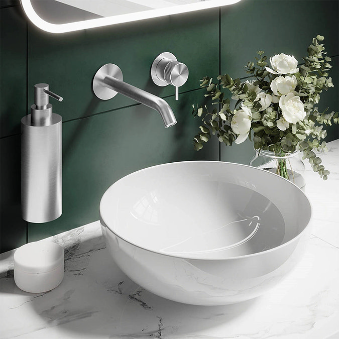 Crosswater 3ONE6 Stainless Steel Wall Mounted 2 Hole Set Basin Mixer - TS120WNS Feature Large Image