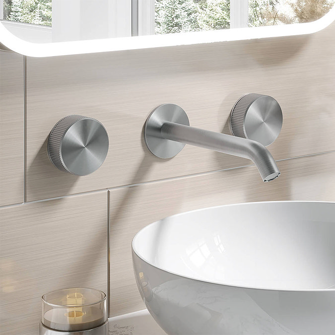 Crosswater 3ONE6 Stainless Steel Wall Mounted 3 Hole Set Basin Mixer - TS130WNS Profile Large Image