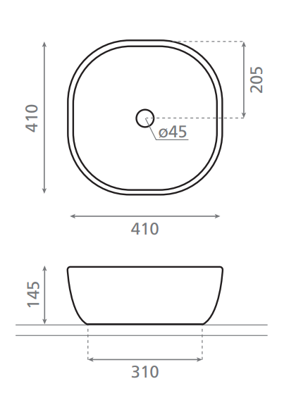 Crosswater 410mm Real Square Countertop Basin - CT4071UCW