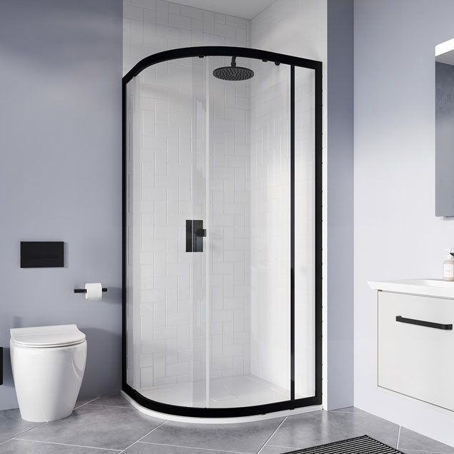 Crosswater 800 X 800mm Clear 6 Matt Black Quadrant Single Door Shower Enclosure Caqsbc0800