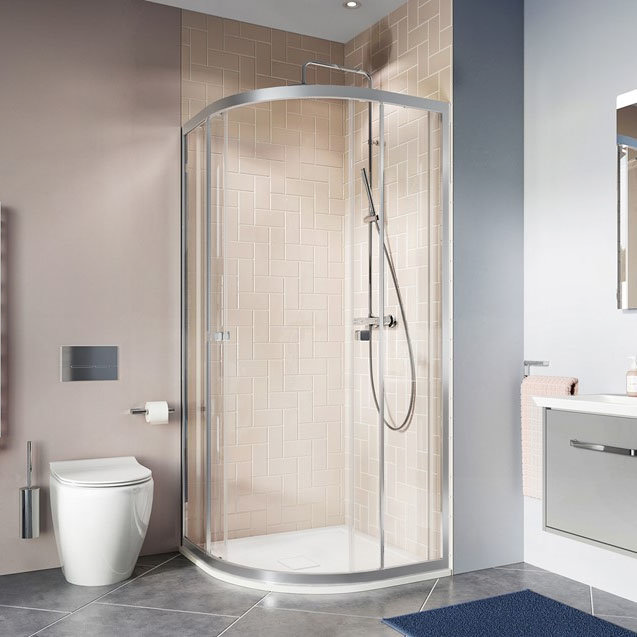 Crosswater 800 x 800mm Clear 6 Silver Quadrant Shower Enclosure - CAQDS0800  Profile Large Image