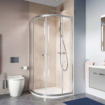 Crosswater 800 x 800mm Clear 6 Silver Quadrant Shower Enclosure - CAQDS0800  Profile Large Image