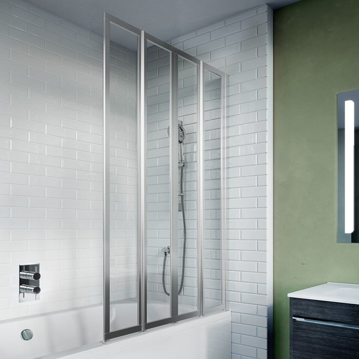 Crosswater 800mm Kai 6 Four Panel Fully Folding Bath Screen Large Image