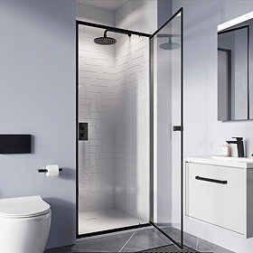 Crosswater 900mm Clear 6 Matt Black Pivot Shower Door - CAPDBC0900 Large Image