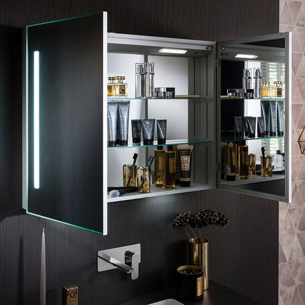 Crosswater Allure 900 x 700mm Illuminated Mirrored Cabinet - AL7070AL  In Bathroom Large Image