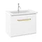 Crosswater Arena 600 Wall Hung Vanity Unit with Brushed Brass Handle - Pure White Gloss Large Image