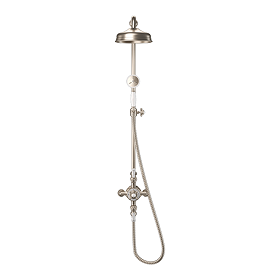 Crosswater Belgravia Brushed Nickel Thermostatic Shower Valve with 8" Fixed Head, Slider Rail & Handset