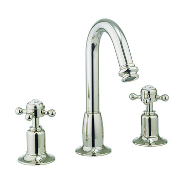 Crosswater - Belgravia Crosshead 3 Tap Hole Tall Basin Mixer with Pop-up Waste - Nickel - HG135DPN P