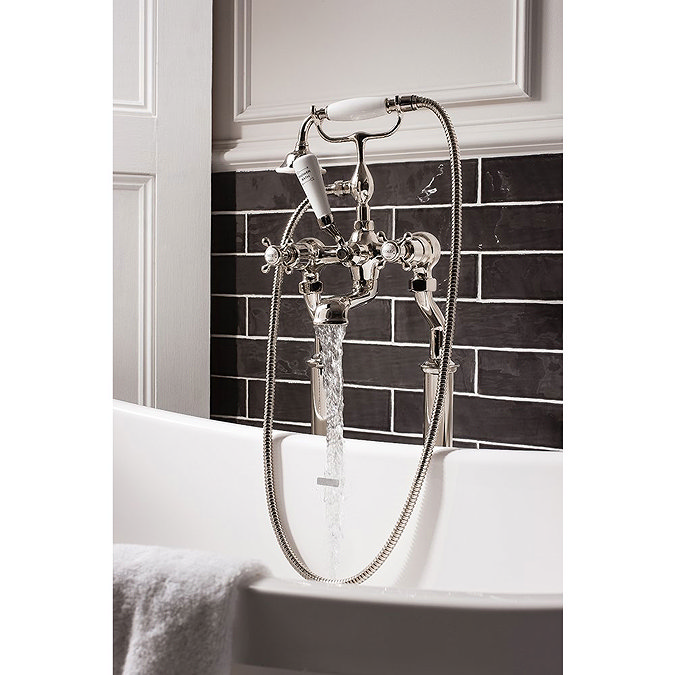 Crosswater - Belgravia Crosshead Floor Mounted Freestanding Bath Shower Mixer - Nickel Feature Large