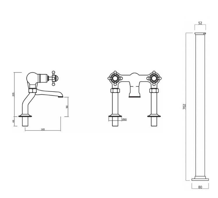 Crosswater Belgravia Crosshead Freestanding Bath Filler - Brushed Brass