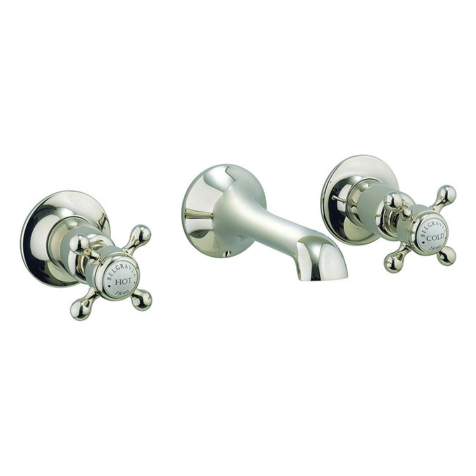 Crosswater - Belgravia Crosshead Wall Mounted 3 Hole Set Basin Mixer - Nickel - HG131WNN Large Image