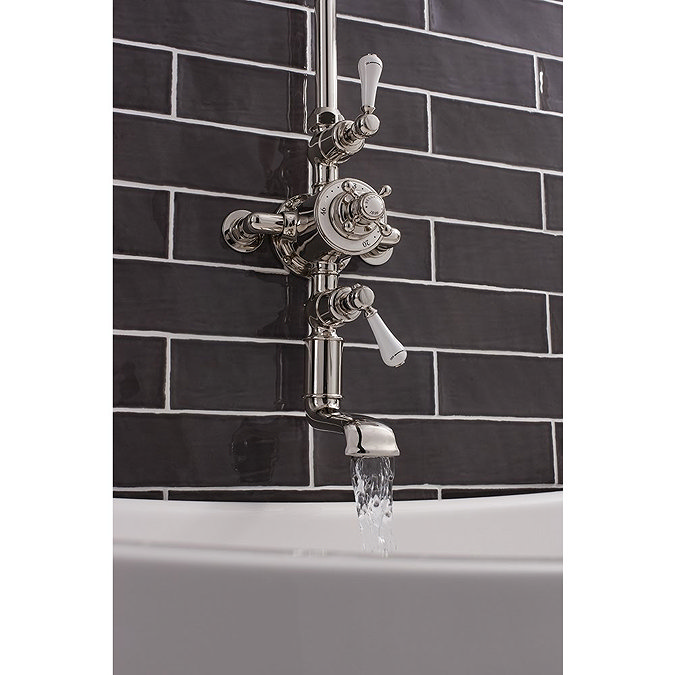 Crosswater - Belgravia Thermostatic Shower Valve with Fixed Head & Bath Spout - Nickel Feature Large