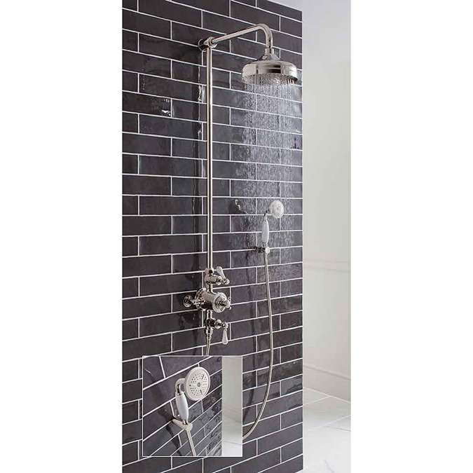 Crosswater - Belgravia Thermostatic Shower Valve with Fixed Head & Handset - Nickel Feature Large Im