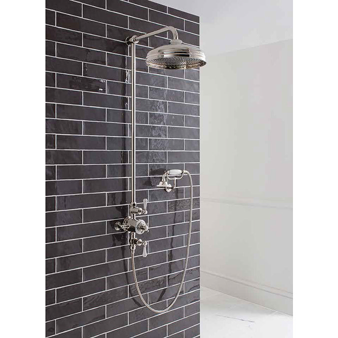 Crosswater - Belgravia Thermostatic Shower Valve with Fixed Head, Handset & Wall Cradle - Nickel Sta