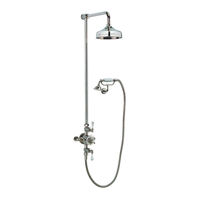 Crosswater - Belgravia Thermostatic Shower Valve with Fixed Head, Handset & Wall Cradle - Nickel Lar