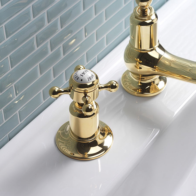 Crosswater Belgravia Unlacquered Brass Crosshead 3 Tap Hole Basin Mixer - BL130DPQ Profile Large Im