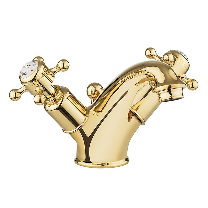 Crosswater Belgravia Unlacquered Brass Crosshead Basin Monobloc Tap with Pop-up Waste - BL110DPQ Lar