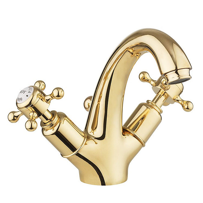 Crosswater Belgravia Unlacquered Brass Crosshead Highneck Monobloc Basin Tap with Pop-up Waste - BL1