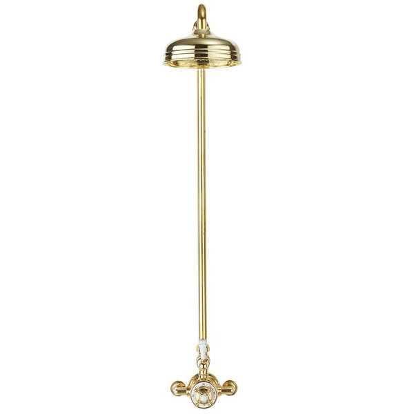 Crosswater Belgravia Unlacquered Brass Thermostatic Shower Valve with 8" Fixed Head Profile Large I
