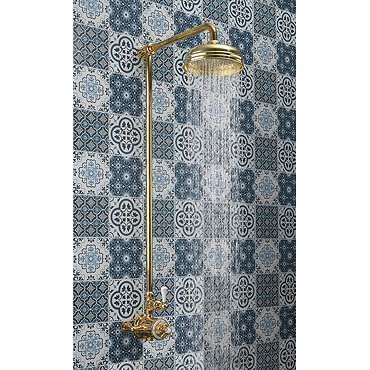 Crosswater Belgravia Unlacquered Brass Thermostatic Shower Valve with 8" Fixed Head  Profile Large I
