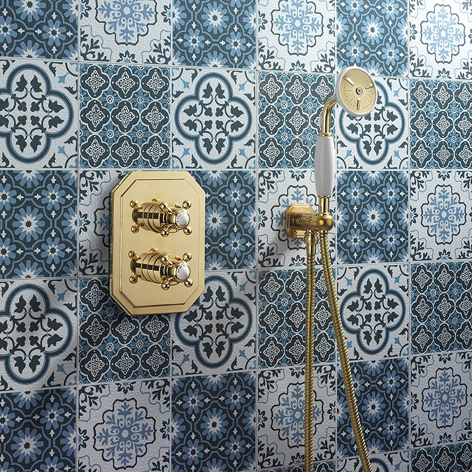 Crosswater Belgravia Unlacquered Brass Wall Mounted Shower Kit - BL964Q Profile Large Image