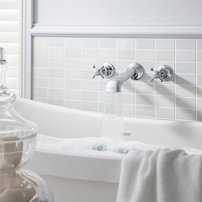 Crosswater - Belgravia Crosshead Wall Mounted 3 Hole Set Basin Mixer - BL131WNC Profile Large Image