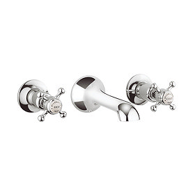 Crosswater - Belgravia Crosshead Wall Mounted 3 Hole Set Basin Mixer - BL131WNC Large Image