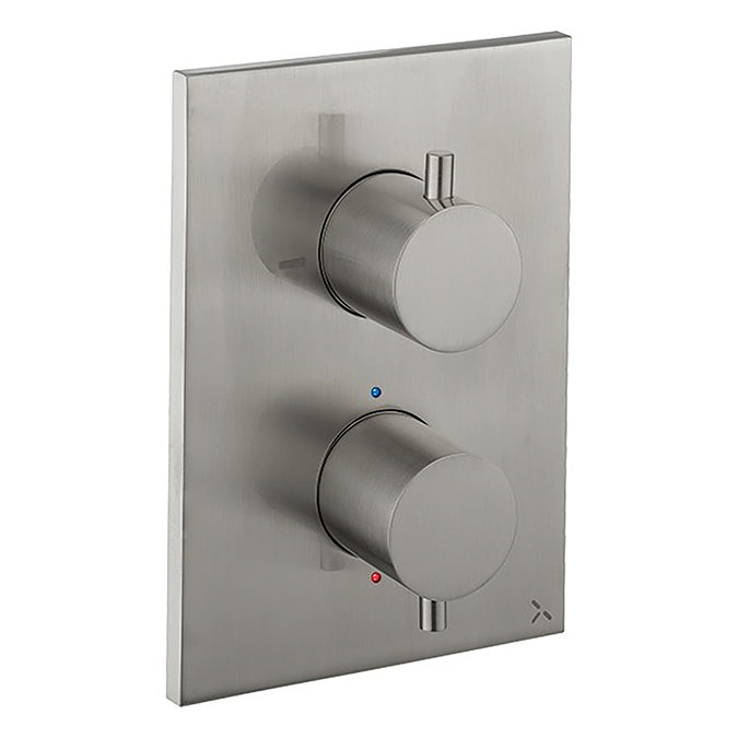 Crosswater Brushed Stainless Steel Effect MPRO Crossbox 2 Outlet Trim & Levers Finishing Kit