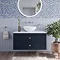 Crosswater Canvass Deep Indigo Blue 900mm Double Drawer Unit with Carrara Marble Effect Worktop Sta