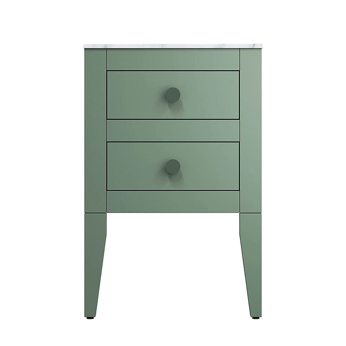 Crosswater Canvass Sage Green 485mm Double Drawer Unit with Carrara Marble Effect Worktop  Standard 