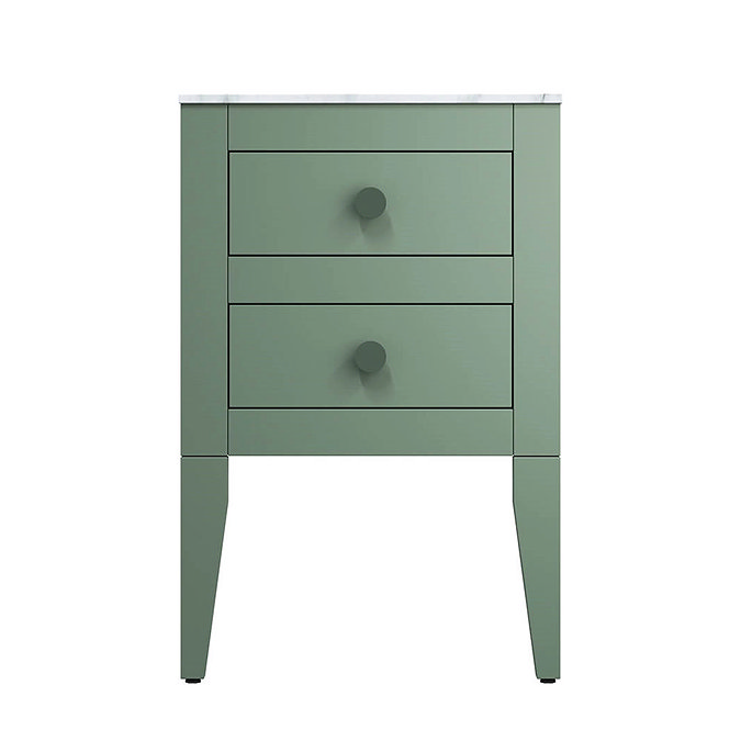 Crosswater Canvass Sage Green 485mm Double Drawer Unit with Carrara Marble Effect Worktop Standard