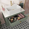 Crosswater Canvass Sage Green 700mm Double Drawer Unit with Carrara Marble Effect Worktop  Standard 