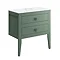 Crosswater Canvass Sage Green 700mm Double Drawer Unit with Carrara Marble Effect Worktop Large Imag