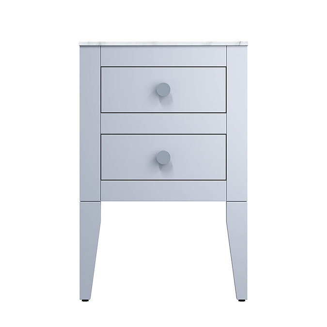 Crosswater Canvass Storm Grey Matt 485mm Double Drawer Unit with Carrara Marble Effect Worktop  Stan