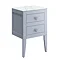Crosswater Canvass Storm Grey Matt 485mm Double Drawer Unit with Carrara Marble Effect Worktop Large