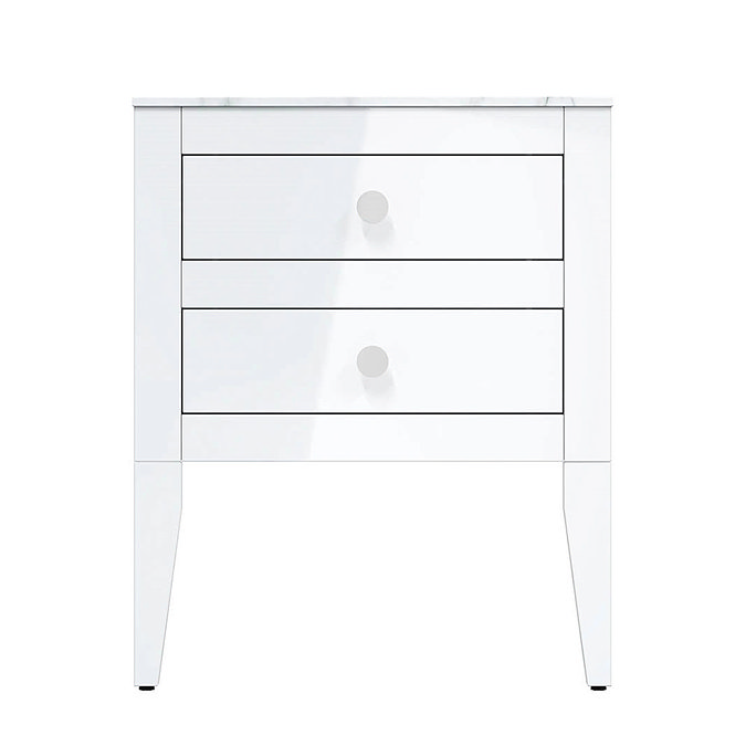 Crosswater Canvass White Gloss 600mm Double Drawer Unit with Carrara Marble Effect Worktop  Standard