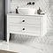 Crosswater Canvass White Gloss 900mm Double Drawer Unit with Carrara Marble Effect Worktop  Standard