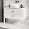 Crosswater Canvass White Gloss 900mm Double Drawer Unit with Carrara Marble Effect Worktop Standard