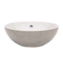 Crosswater Castellon Carrara Marble/White Countertop Basin - 430 x 430mm - CT0012BSCM+ Medium Image
