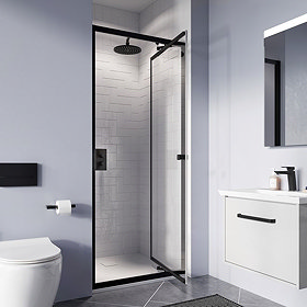 Crosswater Clear 6 Matt Black Infold Shower Door Large Image