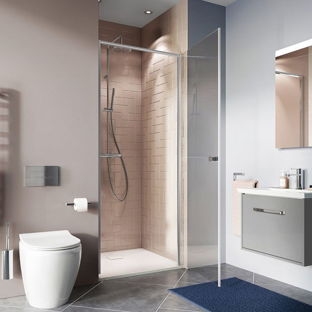 Crosswater Clear 6 Silver Hinged Shower Door Large Image