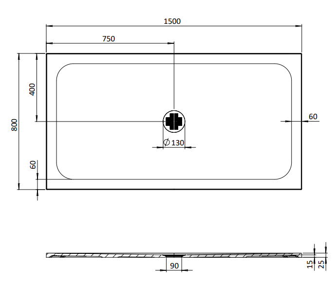 800 x 1500mm