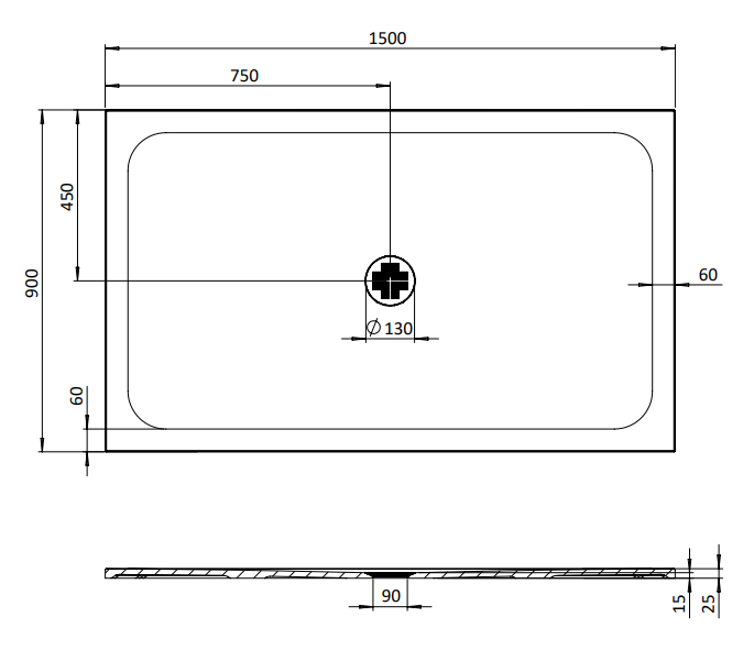 900 x 1500mm