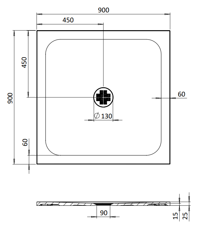 900 x 900mm