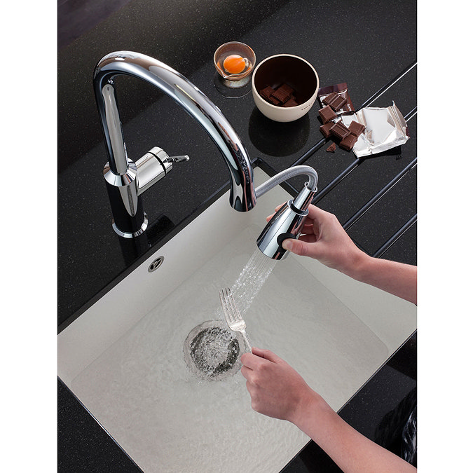 Crosswater - Cucina Cook Side Lever Kitchen Mixer with Pull Out Spray - Chrome - CO716DC Feature Large Image